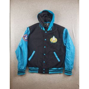 Star Trek Starfleet Men's Embroidered Wool‎ Varsity Bomber Jacket Medium Blue